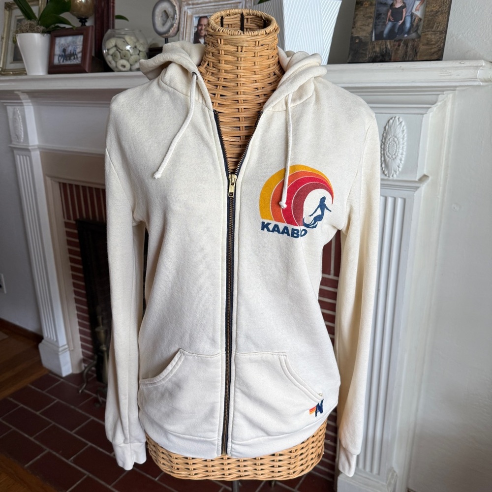 Aviator Nation Kaaboo cream fleece zip jacket Medium